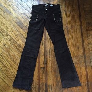 JUNE Brown Suede Leather Pants - Size 25